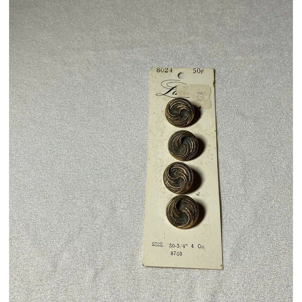Vintage 70s Classic Knot Brass Look Buttons Lansing Brand On Card
